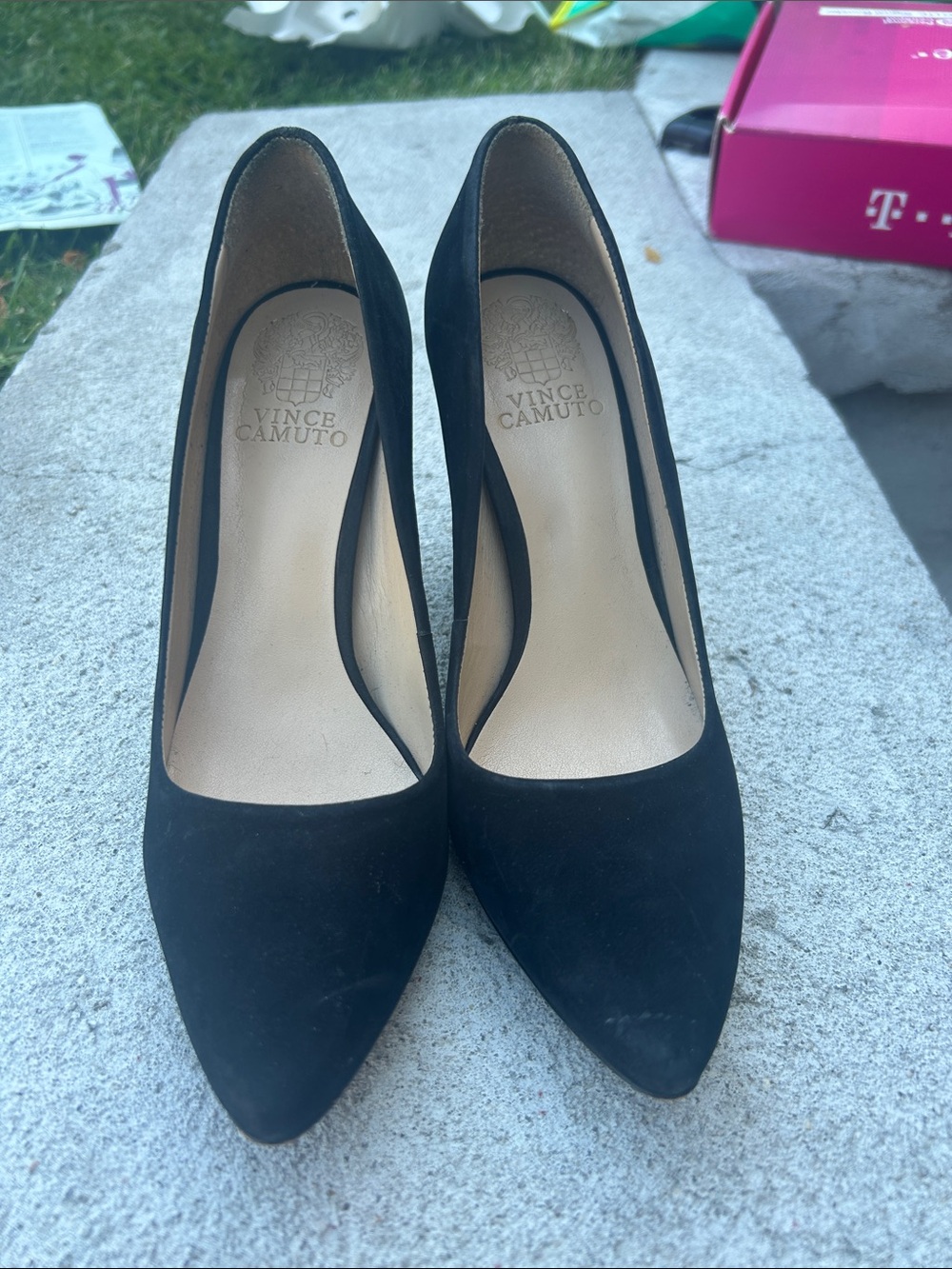 Vince Camuto Black Suede Pointed-Toe Pumps